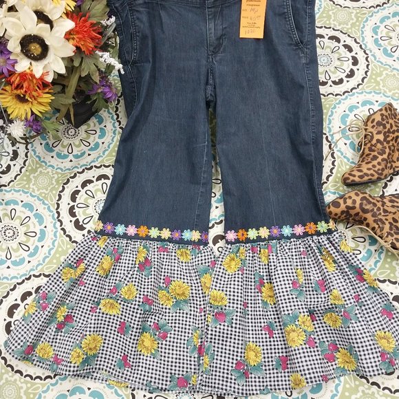 Handmade Denim - 1020 Size 14p Lee One True Fit Upcycled Stretch Bell-Bottoms